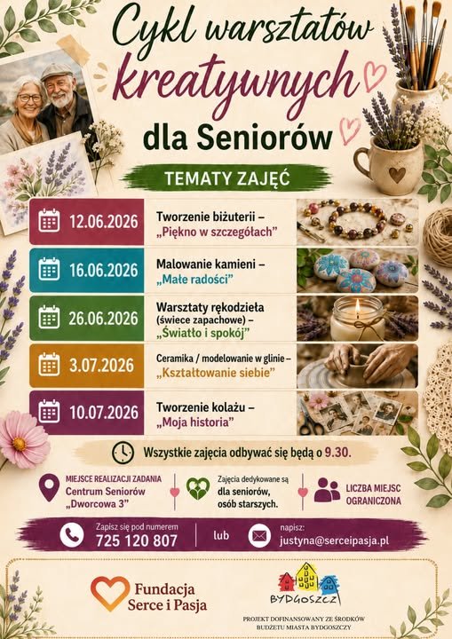 Zaproszenie na bezpłatne warsztaty kreatywne dla seniorów w Bydgoszczy