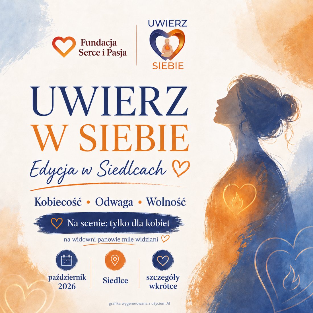 Plakat promocyjny konferencji „Uwierz w siebie” w Siedlcach